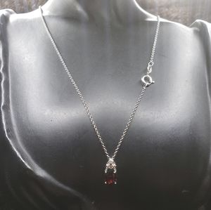 DBJ .Dee Berkley jewelry vintage red ruby ​​Solitaire 925 sterling silver.